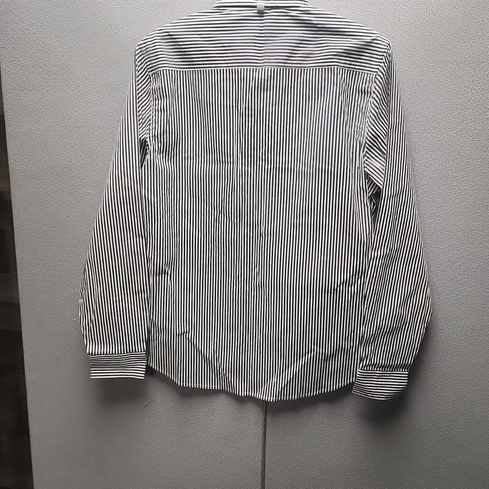 Men's Striped Dress Shirt - Black and White Medium - Picture 2 of 3